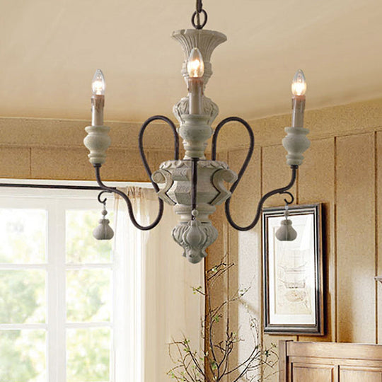 Iron White Pendant Chandelier With Curved Arms - Traditional Style For Dining Room 3 /