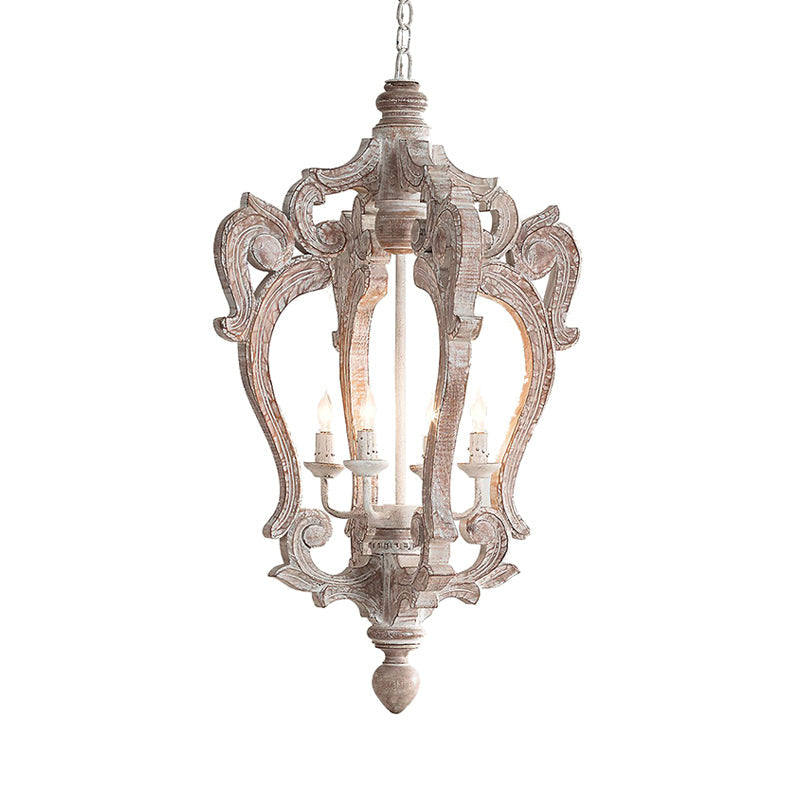 Sophie - Rustic Rural Pavilion Pendant Lamp 1-Light Distressed Wood Hanging Ceiling Light for Living Room