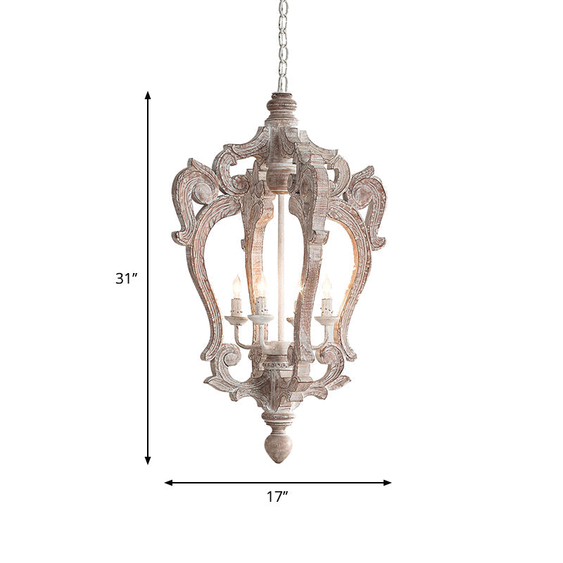 Sophie - Rustic Rural Pavilion Pendant Lamp 1-Light Distressed Wood Hanging Ceiling Light for Living Room