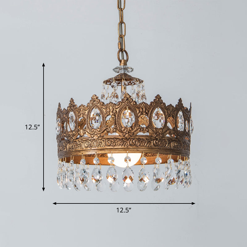 Metallic Geometrical Pendant Lamp Kit For Dining Room Suspension - 1 Head Traditional Design