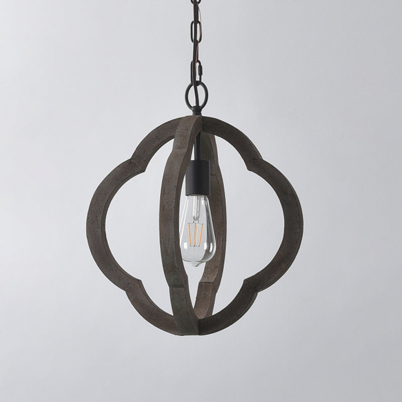 Rustic Wood Hanging Pendant Light For Dining Room - Unique 1-Head Suspension Lighting Distressed / D