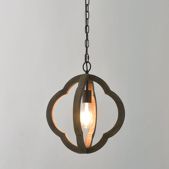 Rustic Wood Hanging Pendant Light For Dining Room - Unique 1-Head Suspension Lighting