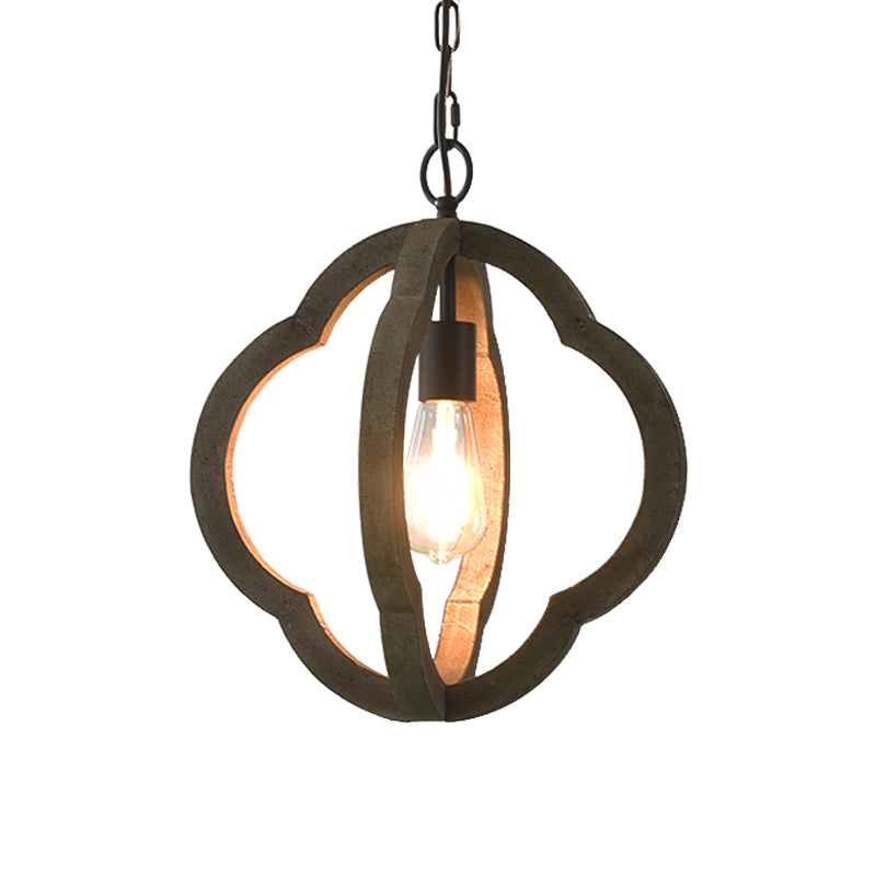 Rustic Wood Hanging Pendant Light For Dining Room - Unique 1-Head Suspension Lighting