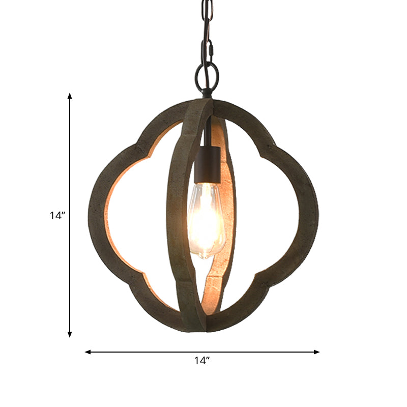 Rustic Wood Hanging Pendant Light For Dining Room - Unique 1-Head Suspension Lighting