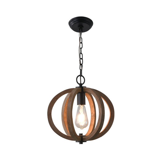 Rustic Wood Hanging Pendant Light For Dining Room - Unique 1-Head Suspension Lighting