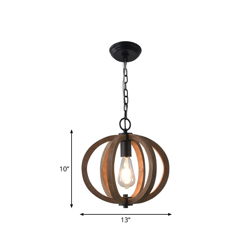 Rustic Wood Hanging Pendant Light For Dining Room - Unique 1-Head Suspension Lighting