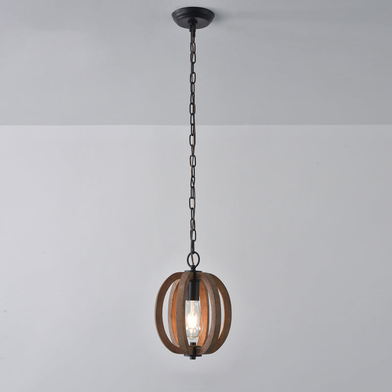 Rustic Wood Hanging Pendant Light For Dining Room - Unique 1-Head Suspension Lighting Distressed / B