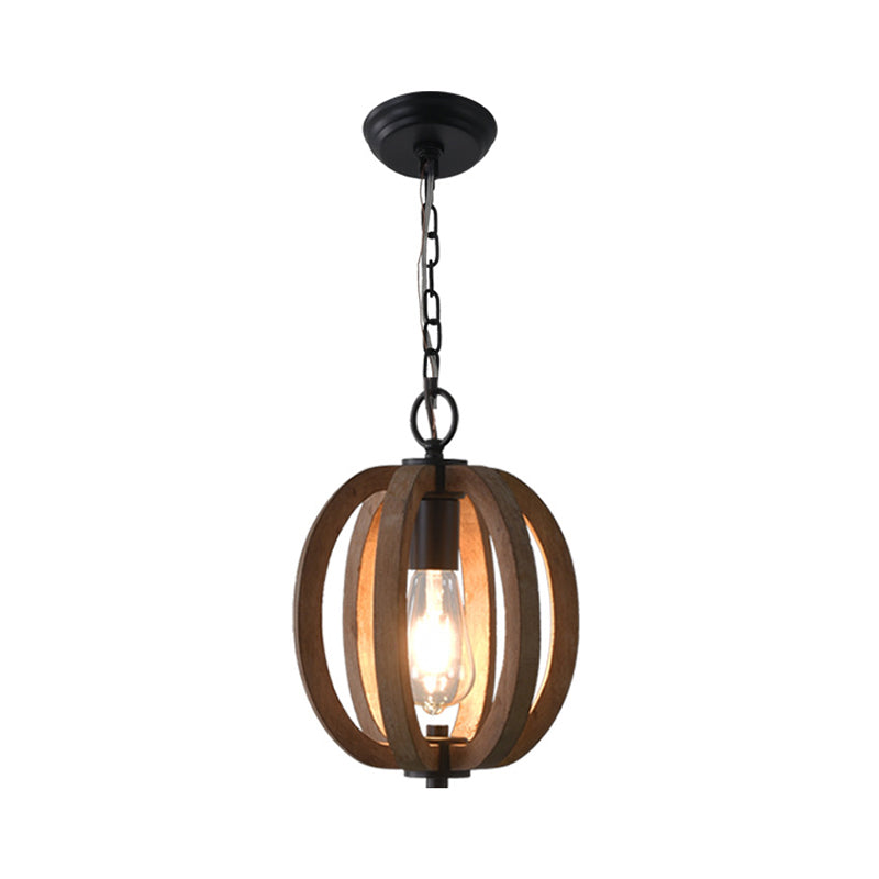 Rustic Wood Hanging Pendant Light For Dining Room - Unique 1-Head Suspension Lighting