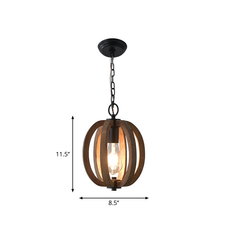 Rustic Wood Hanging Pendant Light For Dining Room - Unique 1-Head Suspension Lighting