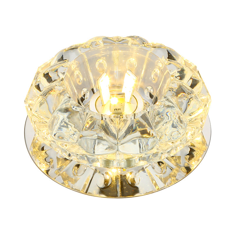 Modern Chrome Led Crystal Flush Light Fixture For Hallways - Petal Design