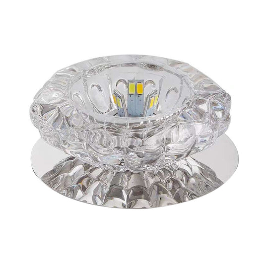 Crystal Floral Ceiling Mount Light: Modern LED Chrome Flush Porch Fixture