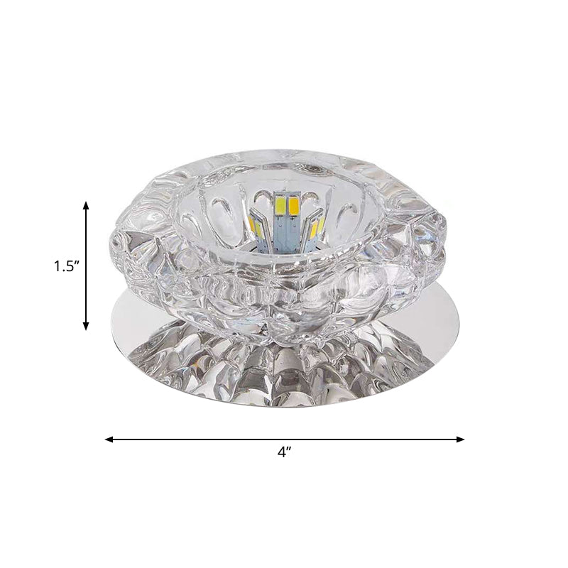 Crystal Floral Ceiling Mount Light: Modern LED Chrome Flush Porch Fixture