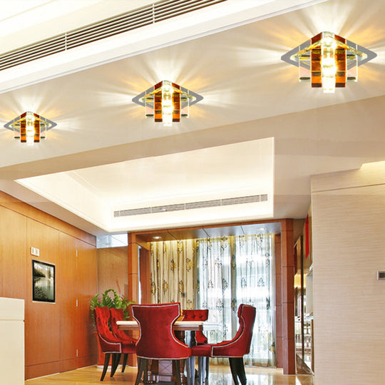 Modern Crystal Square LED Flushmount Light for Corridors