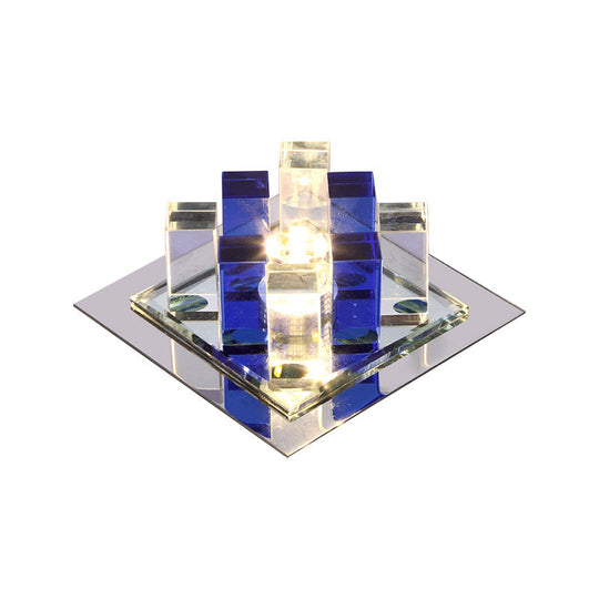 Modern Crystal Square LED Flushmount Light for Corridors