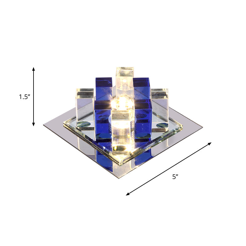 Modern Crystal Square LED Flushmount Light for Corridors