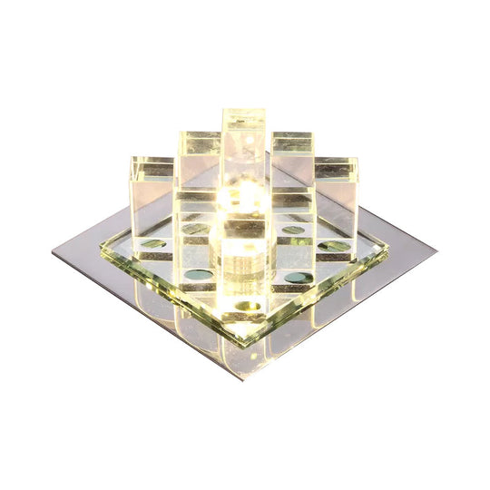 Modern Crystal Square LED Flushmount Light for Corridors