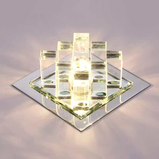 Modern Crystal Square LED Flushmount Light for Corridors