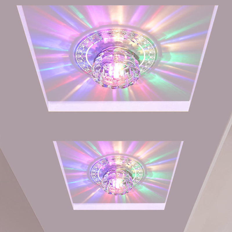 Beveled Crystal LED Flush Mount Ceiling Light with Chrome Finish