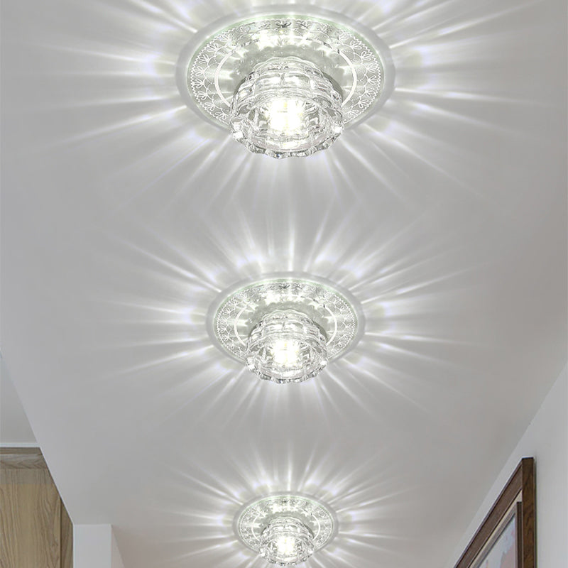 Beveled Crystal LED Flush Mount Ceiling Light with Chrome Finish