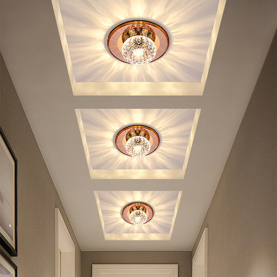 Modern Round Crystal LED Flush Mount Ceiling Light for Foyer