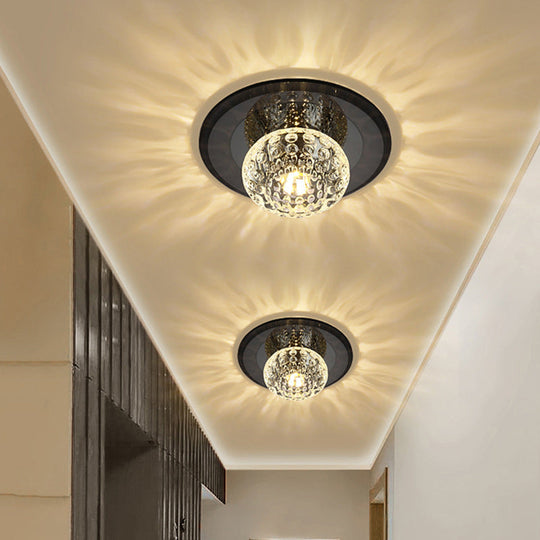 Modern Round Crystal LED Flush Mount Ceiling Light for Foyer