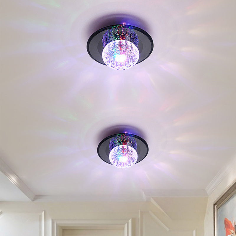 Modern Round Crystal LED Flush Mount Ceiling Light for Foyer