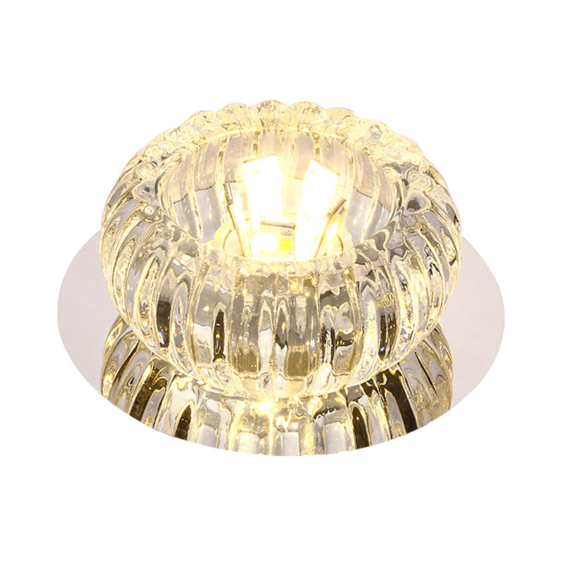 Modern Chrome Crystal Led Flushmount Ceiling Light For Hallway