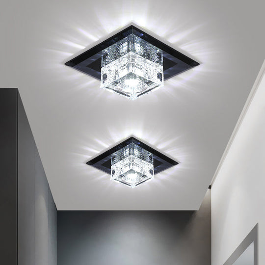 Crystal Cubic Led Flush Mount Ceiling Lamp For Corridors