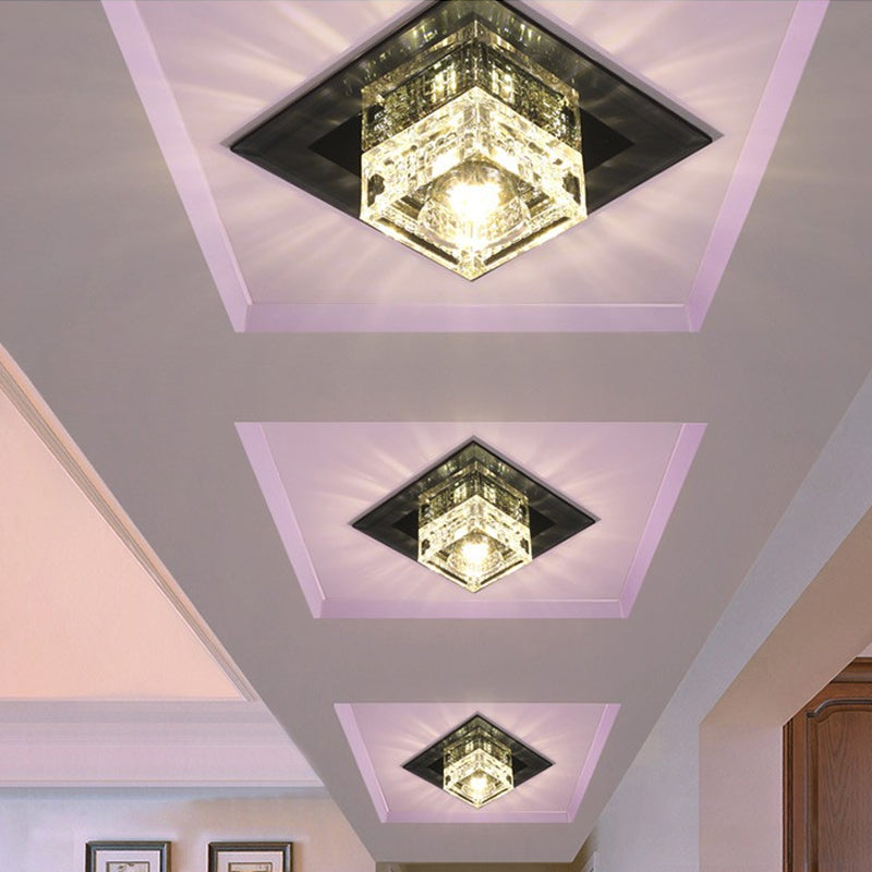 Crystal Cubic Led Flush Mount Ceiling Lamp For Corridors