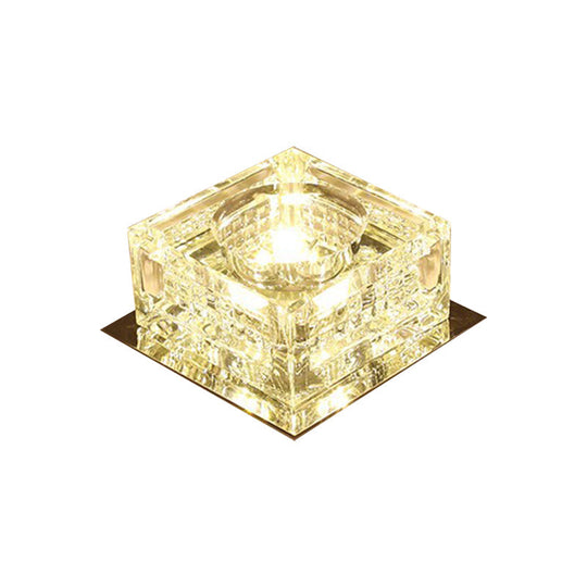 Crystal Cubic Led Flush Mount Ceiling Lamp For Corridors