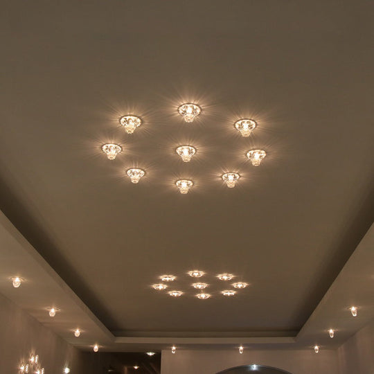 Modern Led Flush Mount Ceiling Light For Porch - Morning Glory Clear Crystal Design