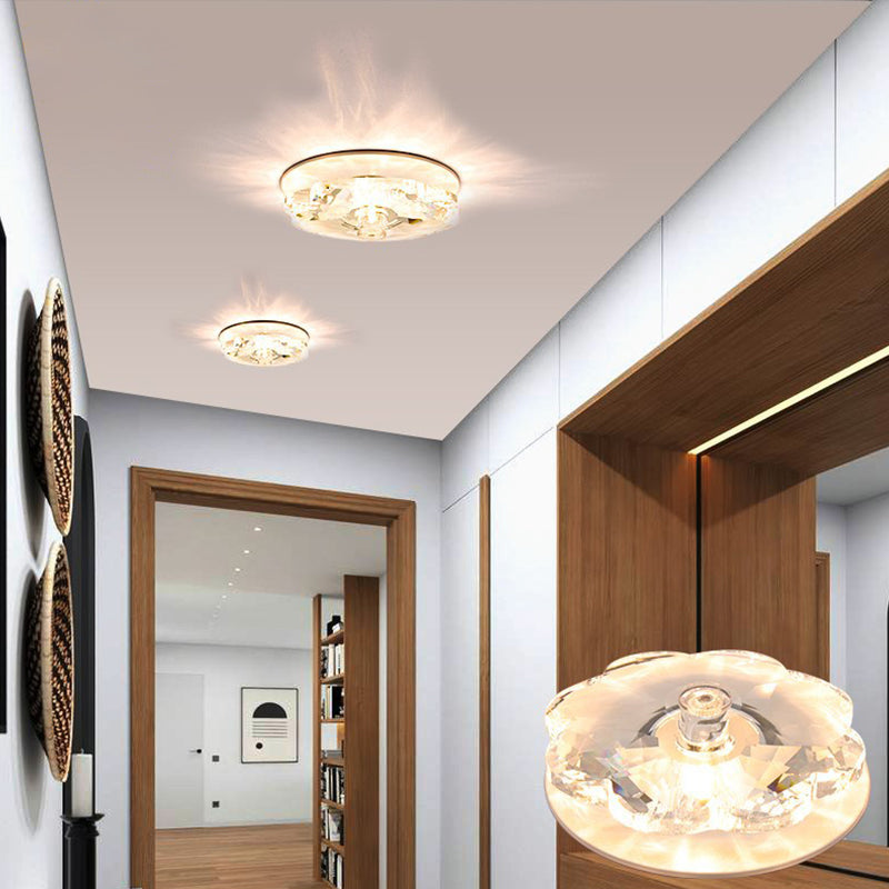 Modern Led Floweret Flushmount Light For Doorway - Clear Crystal