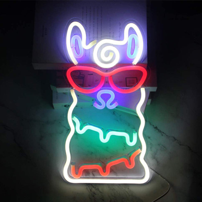 Cartoon Style Alpaca Mini Wall Night Light For Kids Bedroom - Led Nightstand Lamp In White