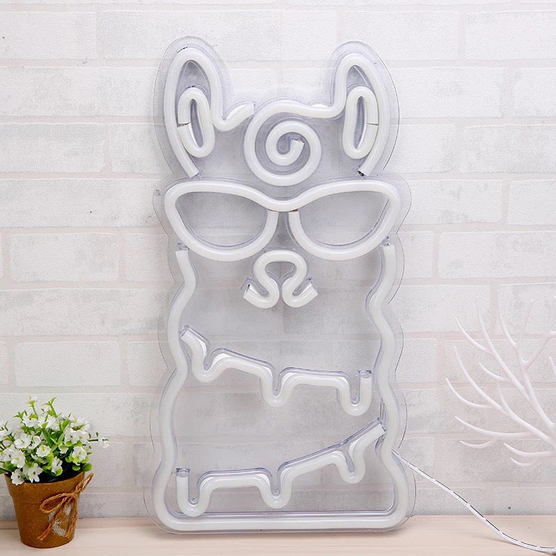 Cartoon Style Alpaca Mini Wall Night Light For Kids Bedroom - Led Nightstand Lamp In White