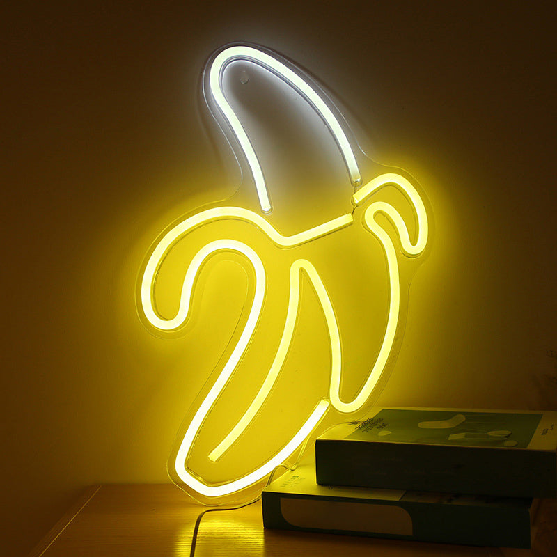 Nordic Banana Wall Night Lamp: Acrylic Led Nightstand Light For Childrens Bedroom