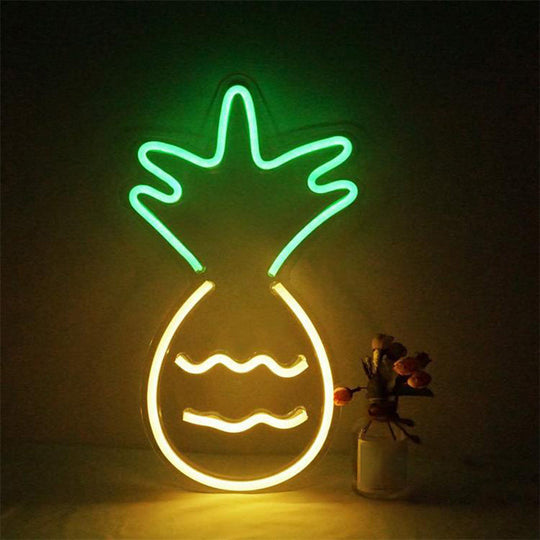 White Led Wall Night Lighting - Contemporary Plastic Pineapple Design For Nightstands