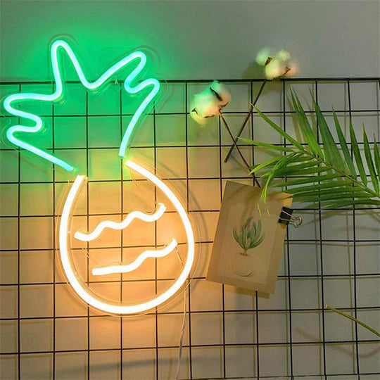 White Led Wall Night Lighting - Contemporary Plastic Pineapple Design For Nightstands