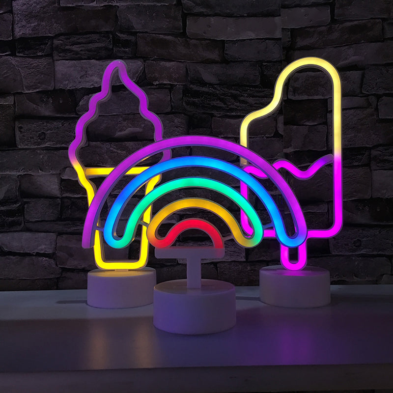 Simplicity Led White Wall Night Light For Ice Cream Lovers - Battery Powered