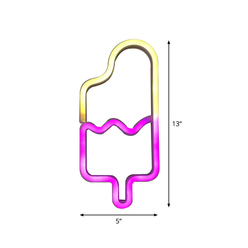 Simplicity Led White Wall Night Light For Ice Cream Lovers - Battery Powered