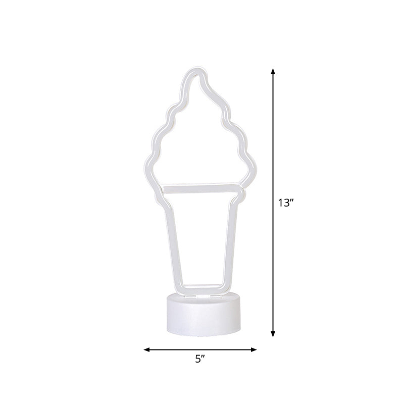 Simplicity Led White Wall Night Light For Ice Cream Lovers - Battery Powered