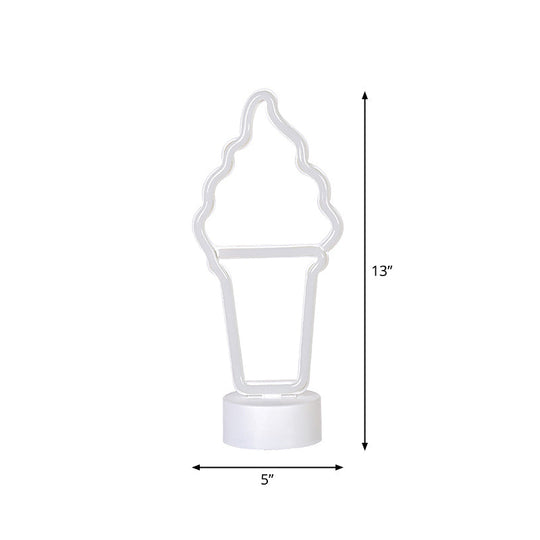 Simplicity Led White Wall Night Light For Ice Cream Lovers - Battery Powered