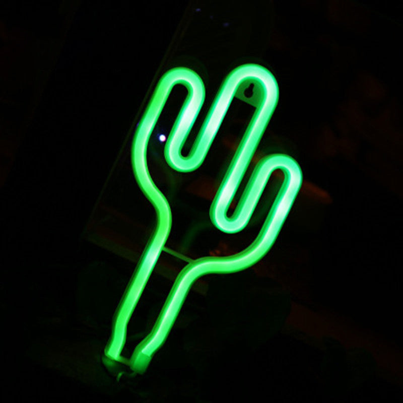 Creative Usb Operated Plastic Cactus Mini Night Lamp - White Led Wall Lighting