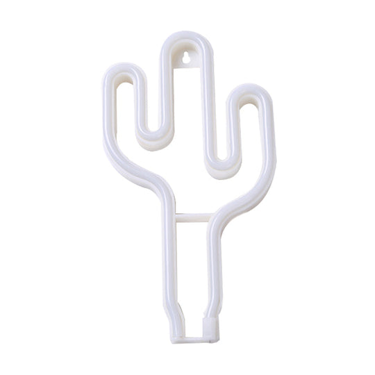 Creative Usb Operated Plastic Cactus Mini Night Lamp - White Led Wall Lighting