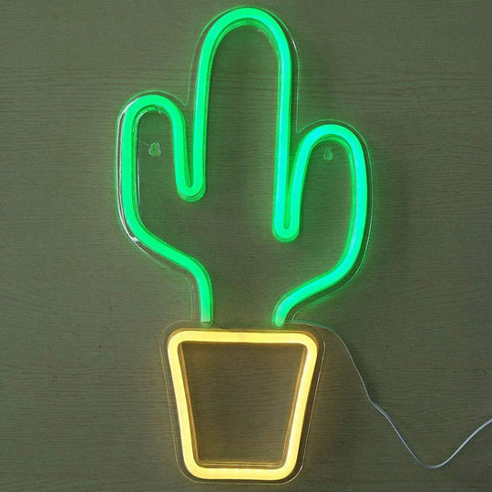 Kids Led Nightstand Light: White Cactus-Shaped Potted Night Lighting