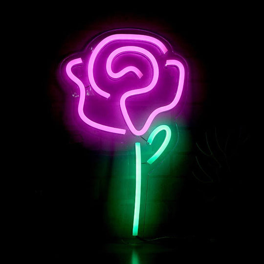 White Led Wall Night Lamp: Creative Rose Light For Girls Bedroom