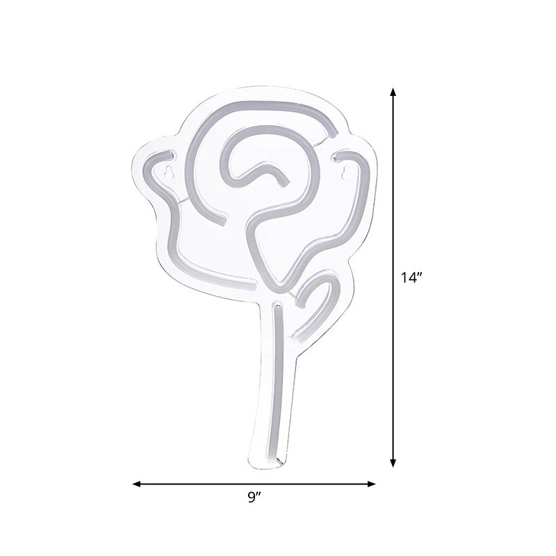 White Led Wall Night Lamp: Creative Rose Light For Girls Bedroom