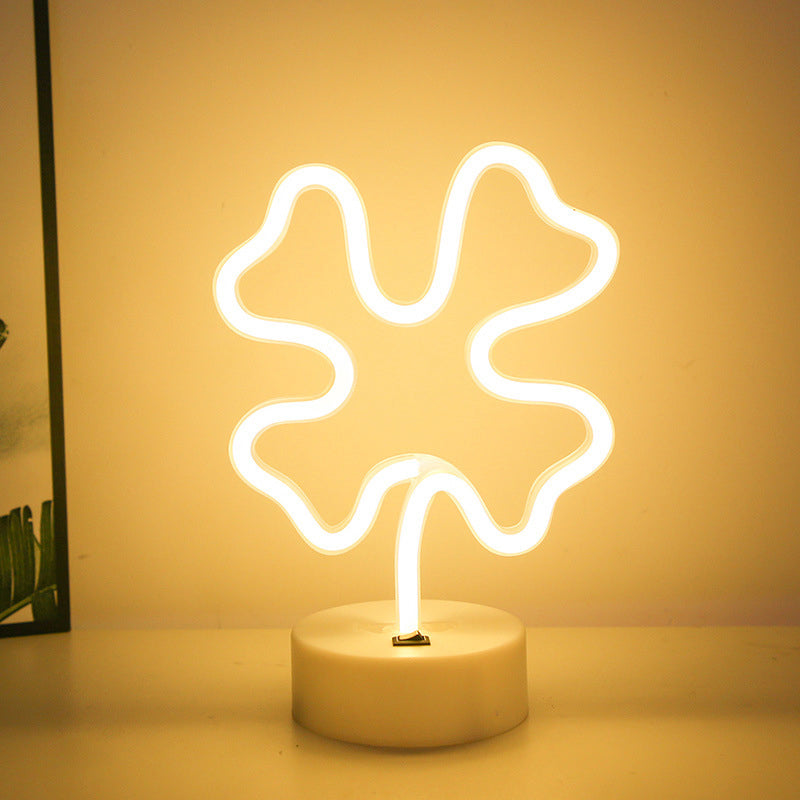 White Plastic Animal Night Light For Kids Bedroom - Battery Led Nightstand Lighting Solution / D