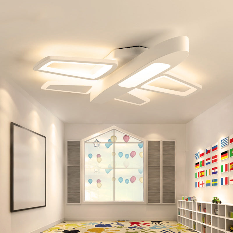 Modern LED Plane Ceiling Light for Kids in White - Perfect for Amusement Park