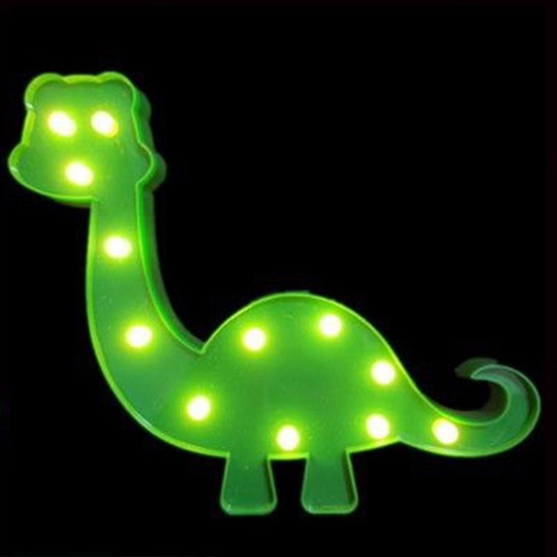 Cartoon Animal And Plant Led Night Light - Battery Operated Green Wall Lamp