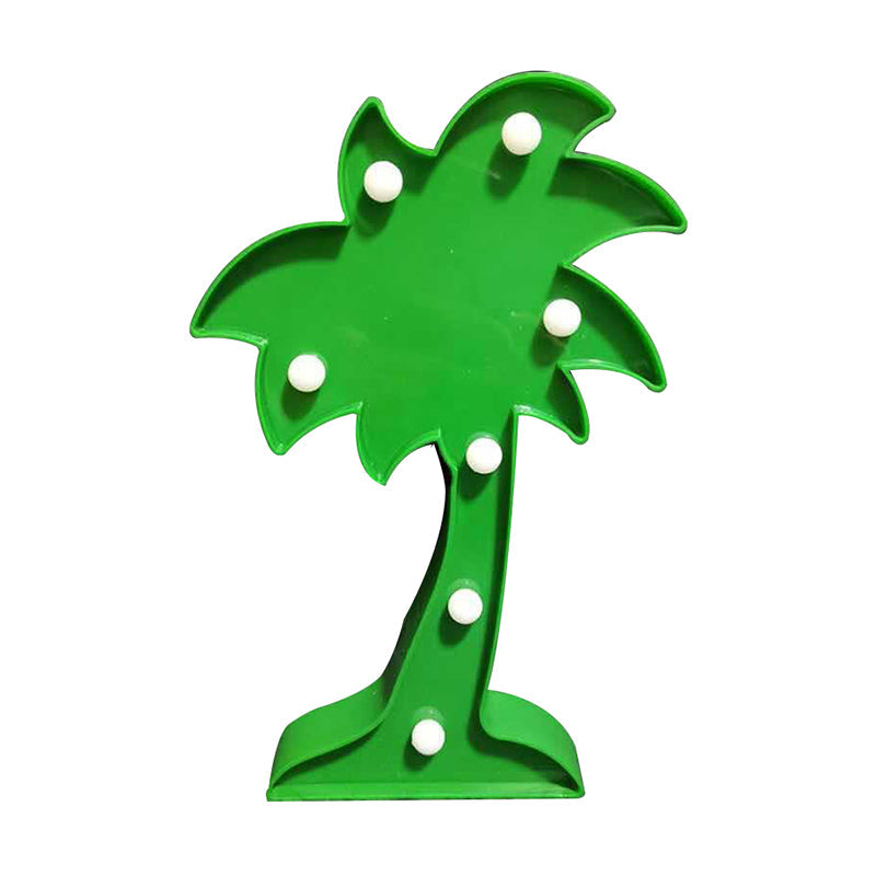 Cartoon Animal And Plant Led Night Light - Battery Operated Green Wall Lamp